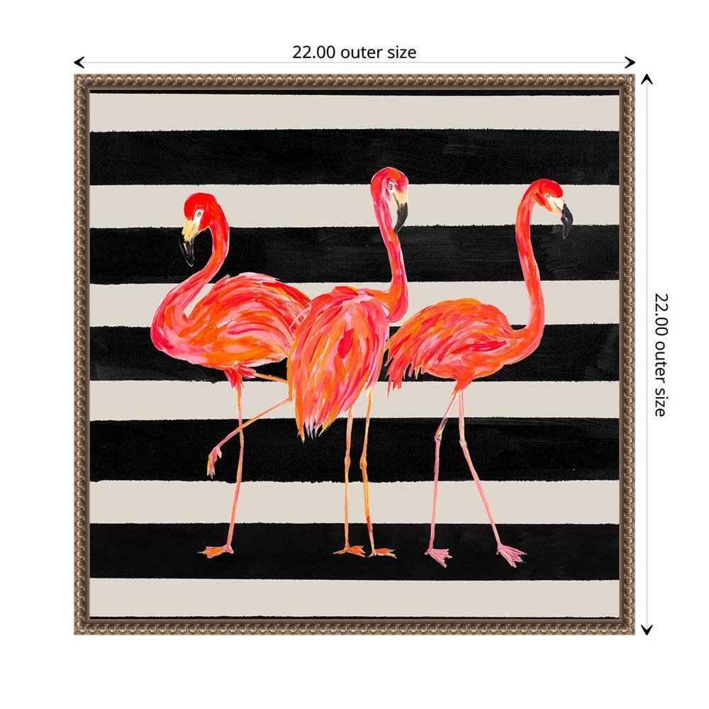 Amanti Art Flamingo Trio on Stripes by Julie Derice Canvas Wall Art Print Framed 22 x 22-in.