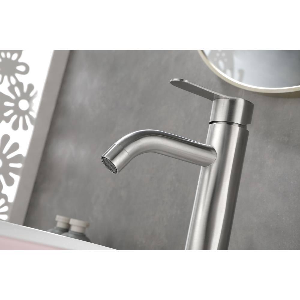 Bathroom Sink Vanity Faucet Single Handle Brushed Nickel Modern RV Faucet Deck Mount 1 Hole or 3 Holes