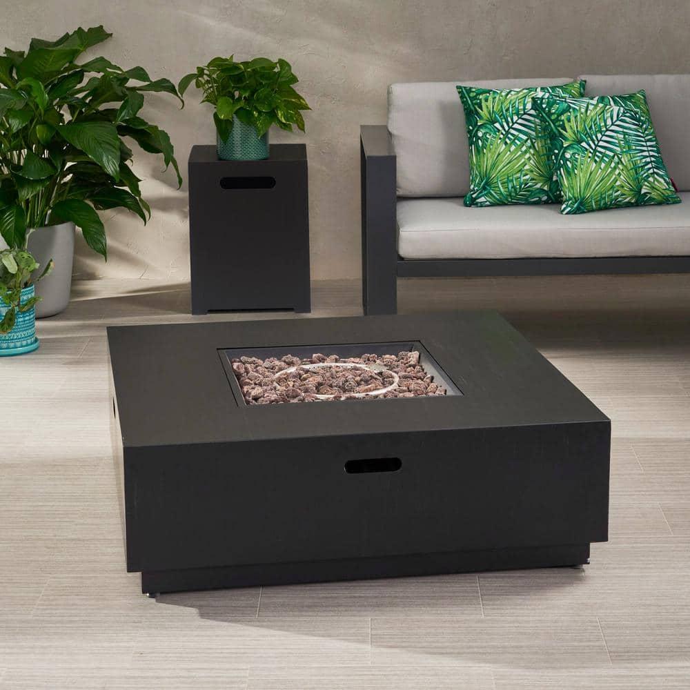 Outdoor Iron 40 Inch Square Fire Pit - 50,000 BTU,Dark Grey