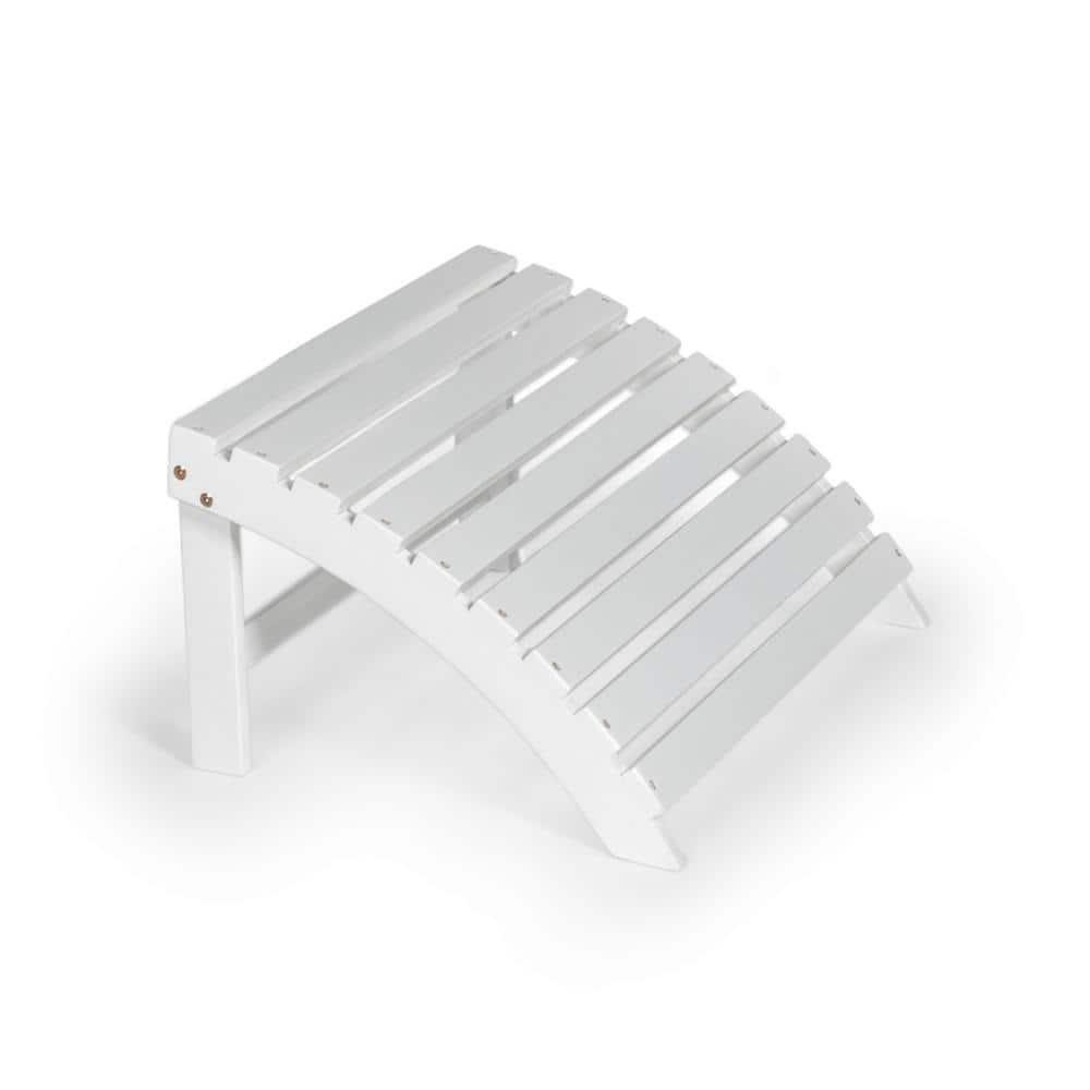 Saranac 2-Piece Traditional Rustic Acacia Wood Adirondack Chair with Detachable Ottoman, White - JONATHAN Y