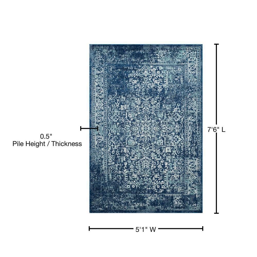 Evoke EVK256 Power Loomed Area Rug - Navy/Ivory - 5'3"x7'6" - Safavieh.