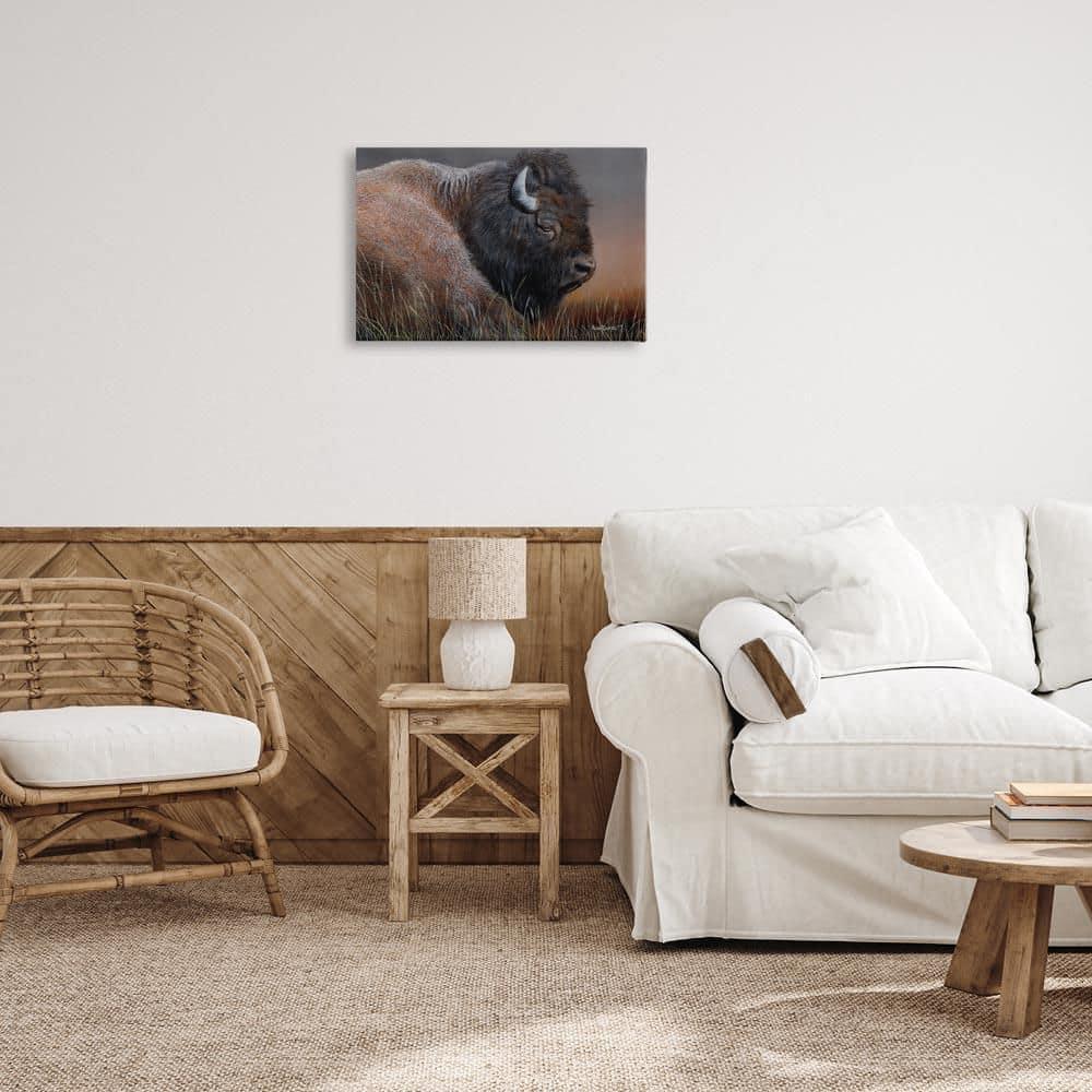 Stupell Industries Detailed Bison Close Up Animals Painting Wrapped Canvas Art Print Wall Art, 24 x 16