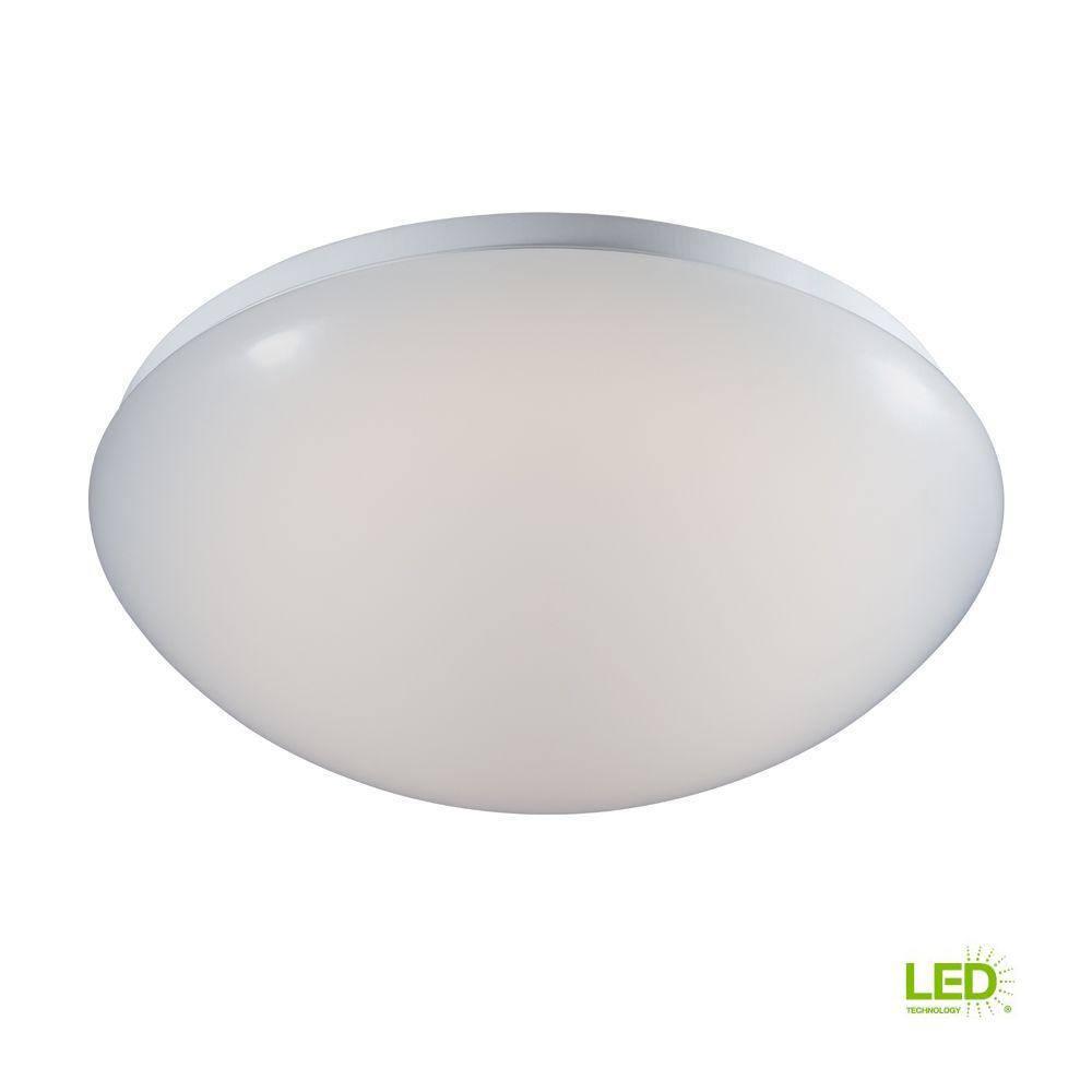11 in. Low-Profile 1-Light White LED Puff Flush Mount