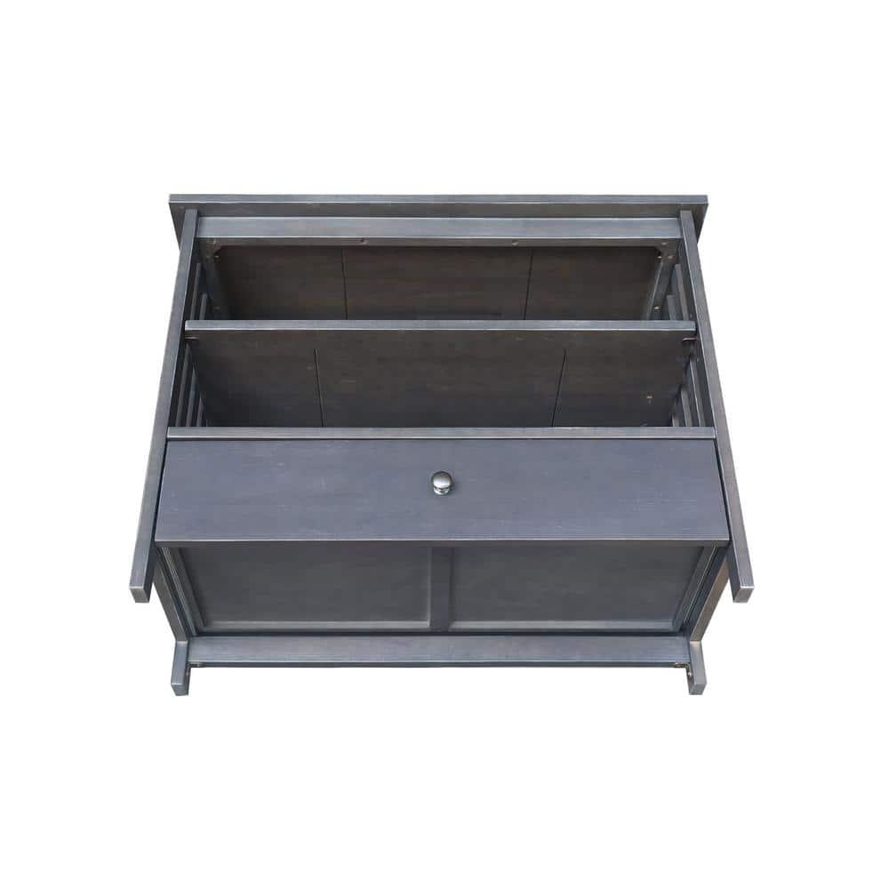 Solid Wood TV Stand with Shelves and Drawer in Heather Gray - 28.9"  Height