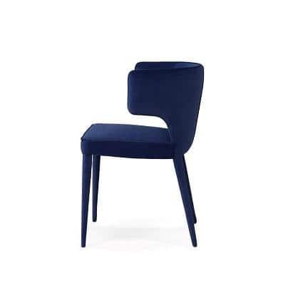 Limari Home Lucero 20" Modern Velvet and Metal Dining Armchair in Blue