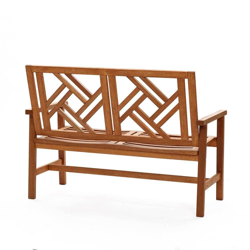 LuxenHome Carmel Solid Wood Outdoor Loveseat Park Bench