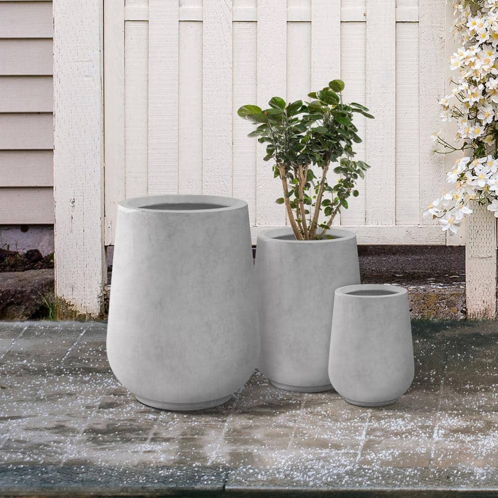Kante Kante 26.5", 20" And 13.1"H Round Tall Planters (Set Of 3), Outdoor Indoor Large Planter Pots Containers With Drainage Holes For Patio, Balcony, Backyard, Living Room