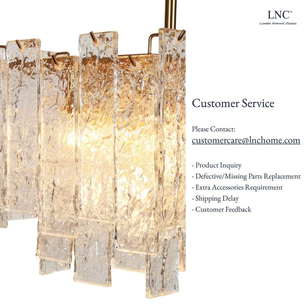 LNC Modern 6-Light 39" W. Glass Island Chandelier for Kitchen Island Dining Room - 39" W x 9.8" H x 9.9" D