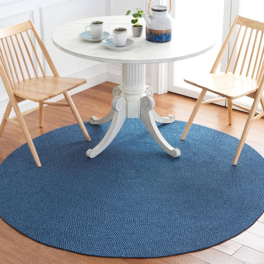 Braided BRD403 Hand Woven Area Rug - Navy - 4' round - Safavieh.