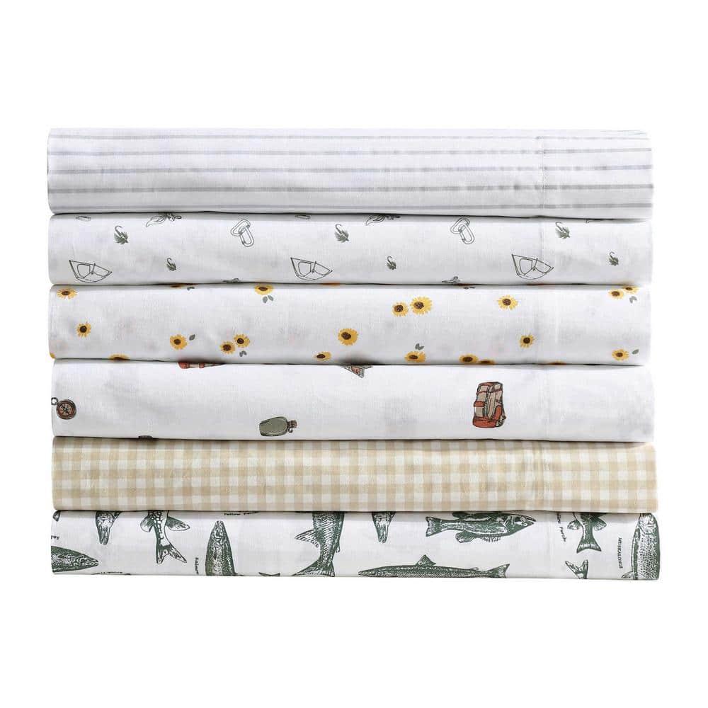 Eddie Bauer - Sheet Set, Cotton Percale Bedding with Matching Pillowcase, Crisp & Breathable, 200-Thread Count, Classic Comfort Essentials (Little Gingham Beige, Twin)