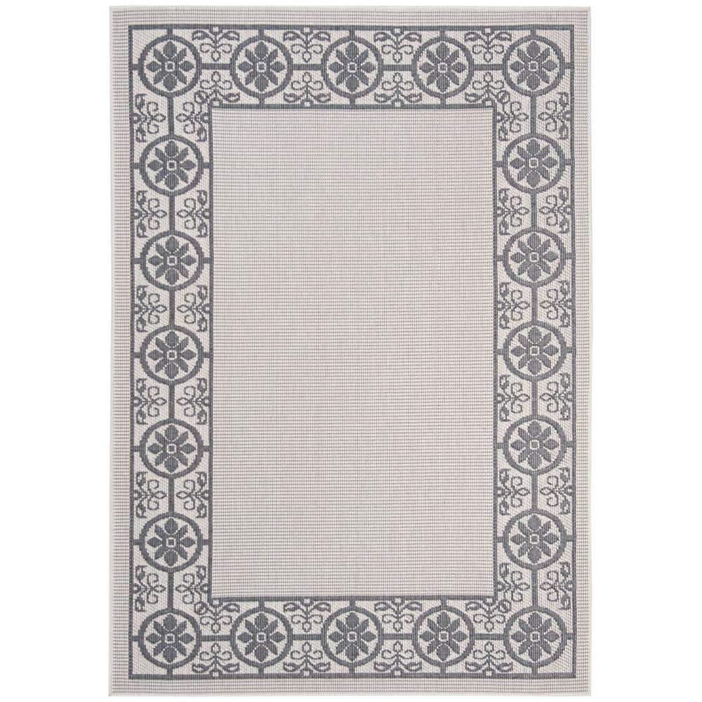 Bermuda BMU815 Power Loomed Indoor/Outdoor Machine Washable Area Rug - Ivory/Charcoal - 8'x10' - Safavieh
