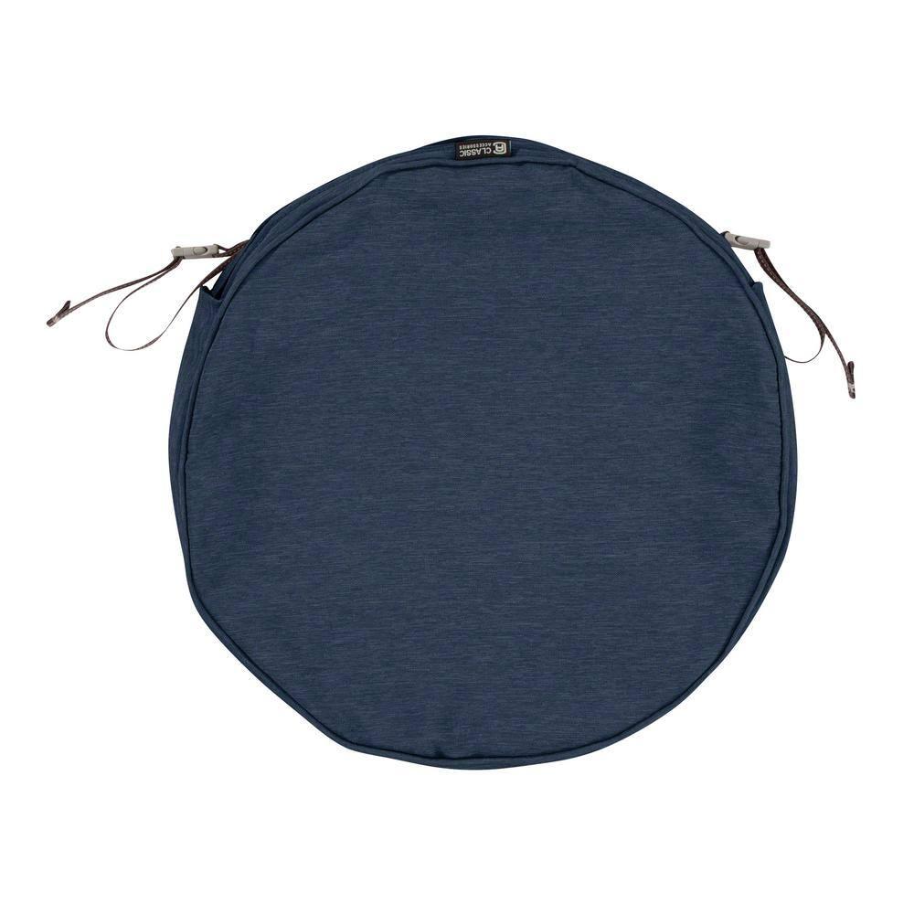 Classic Accessories Montlake Fade Safe Heather Indigo Round Outdoor Seat Cushion