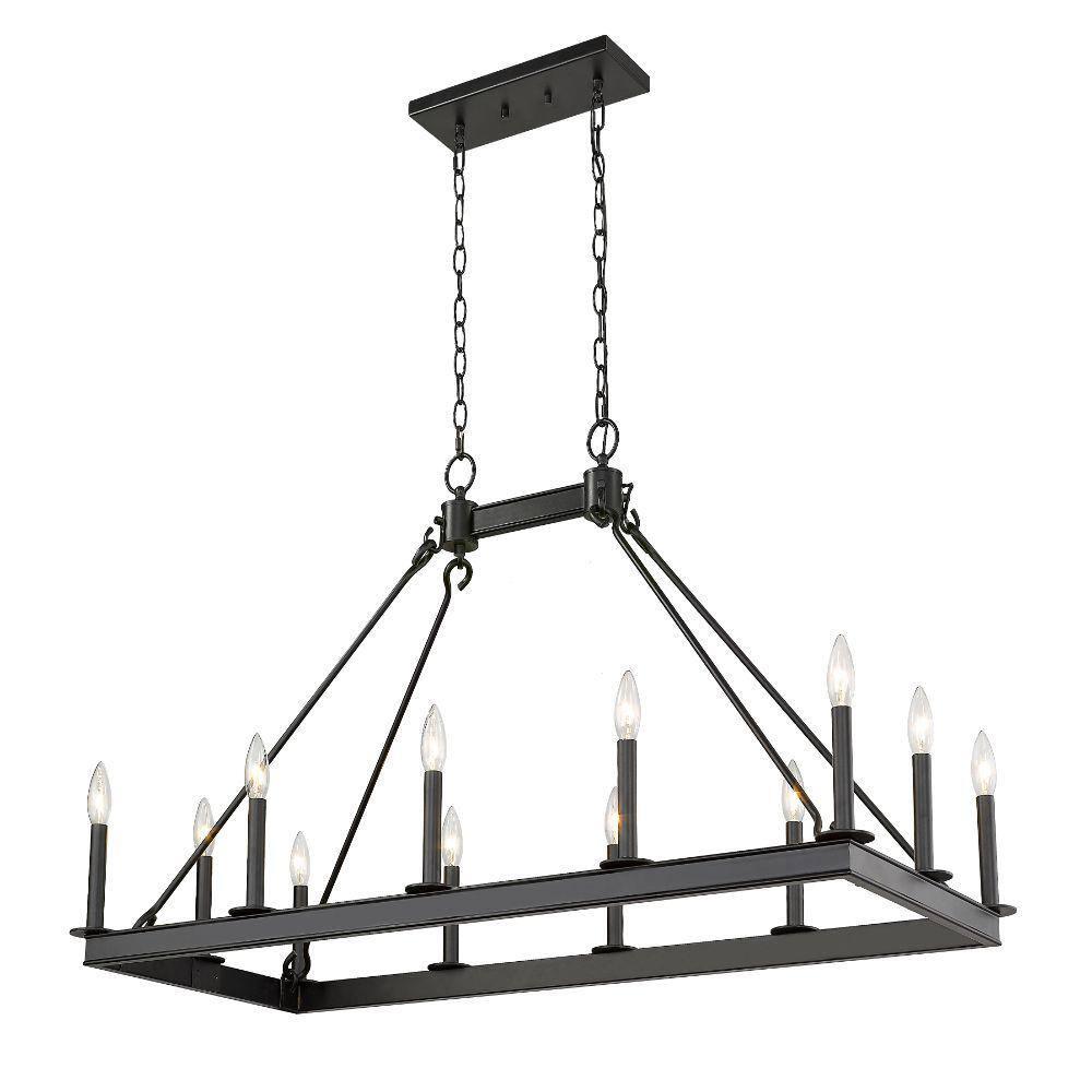 Z-Lite Barclay 12 Light Transitional Steel Island Pendant in Matte Black