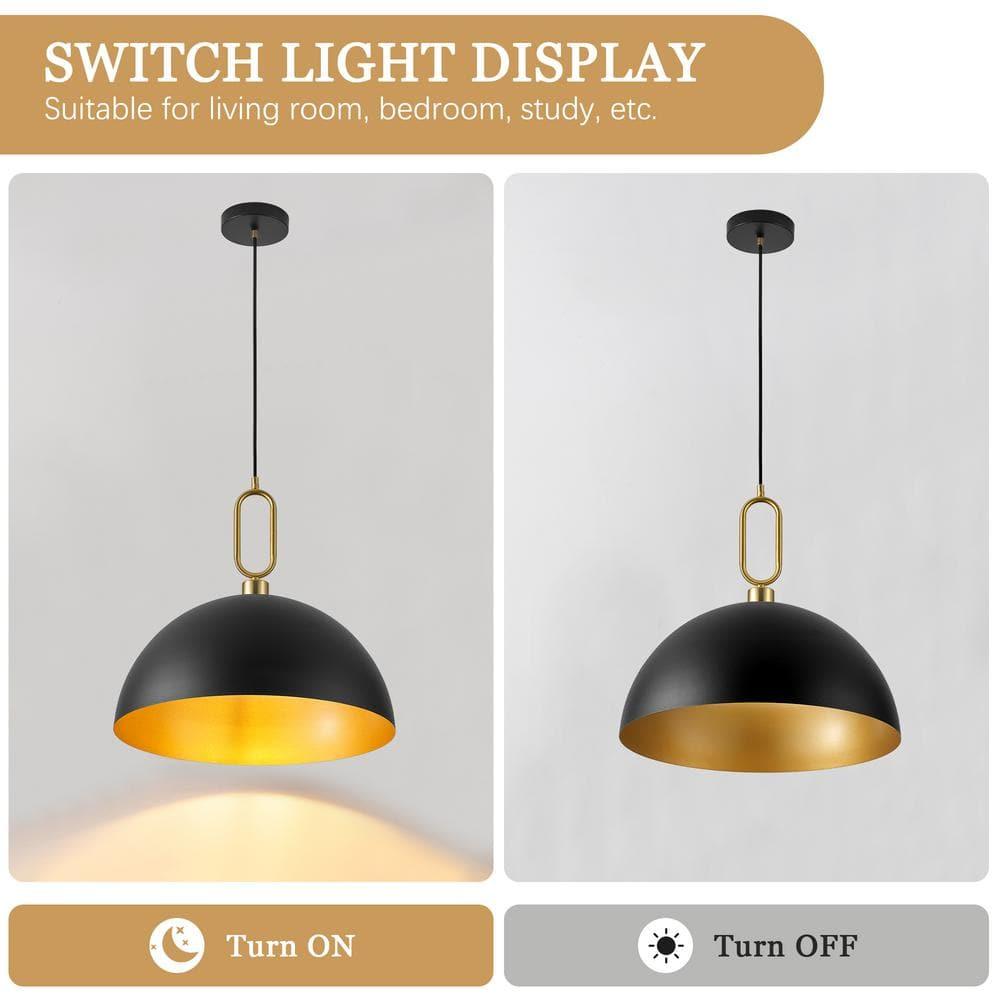 Large Pendant Light Black and Gold Dome Pendant Light Fixtures 17.71” Industrial Hanging Lamp Modern Farmhouse Dome Chandelier Pendant Lighting for Kitchen Island Hallway Dining Room Entryway Foyer
