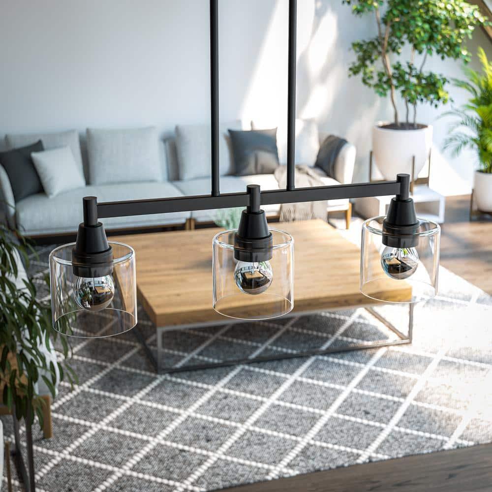 Hampton Bay Oron Black Linear Island Pendant Hanging Light, Kitchen Lighting