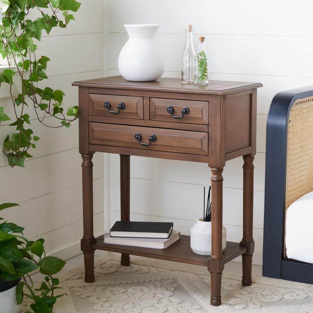 Primrose 3 Drawer Console Table - Brown - Safavieh