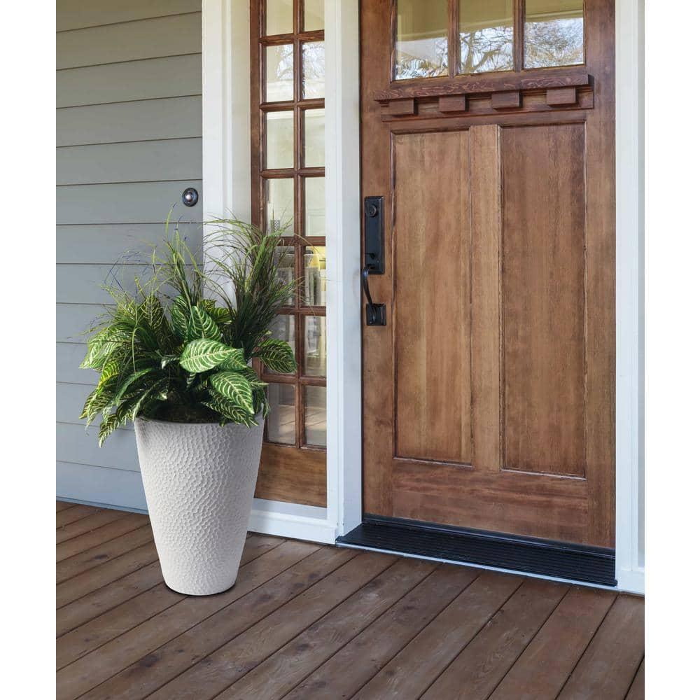 Algreen Valencia Planter, Hammered Texture Planter, 15-In. by 20-In. Height, Weathered White