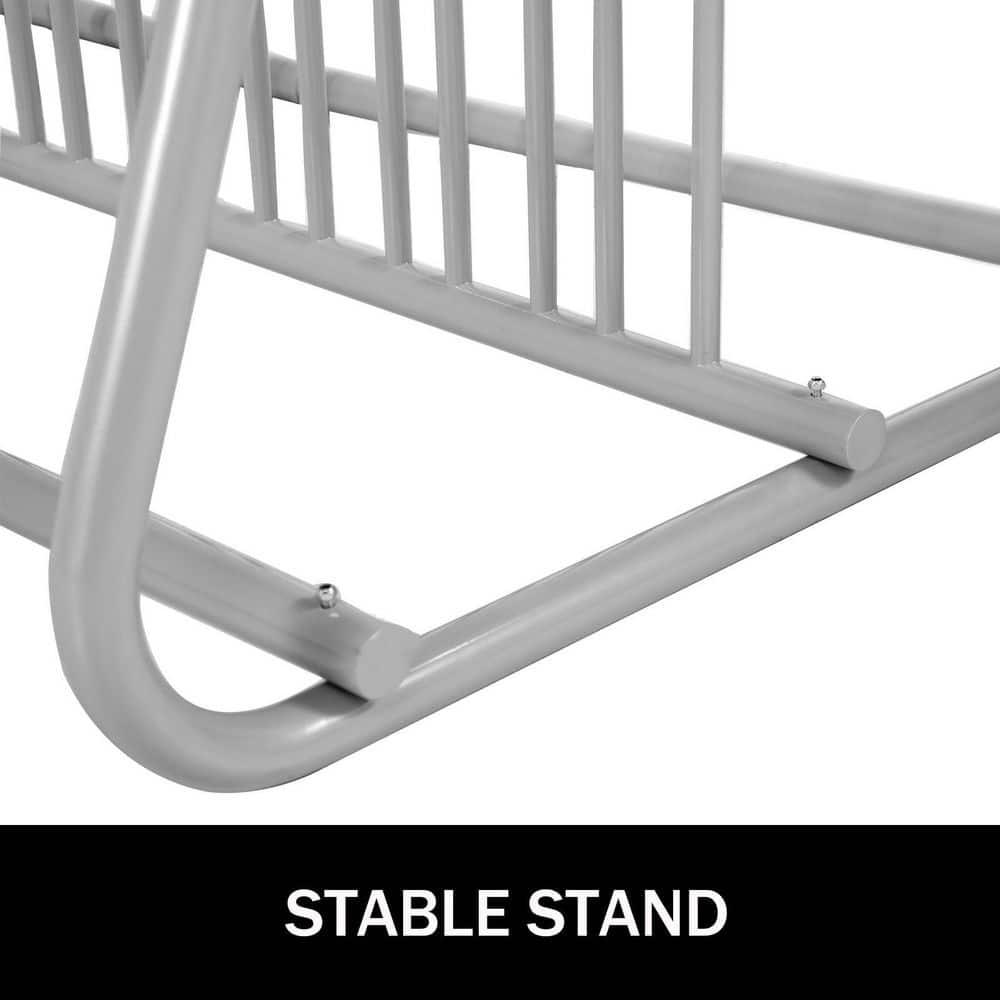 KFFKFF 10 Holders Floor Bike Rack, 59" Length All-Steel Grid Bike Rack, 10-Bike Capacity Dual-Side Storage Stand for Garages Streets Yards Bike Events