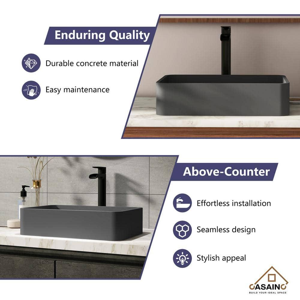 CASAINC Maple 12.79'' Concrete Rectangular Bathroom Sink