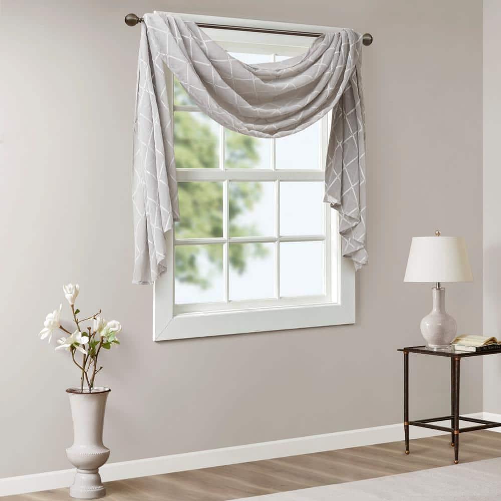 Madison Park Irina Solid Sheer Embroidered Window Scarf