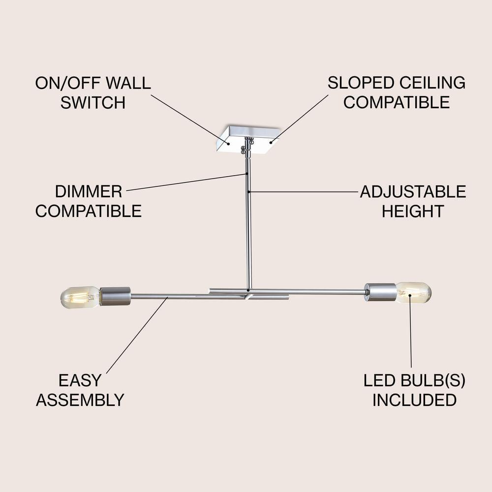 Turing 30.5" Adjustable Metal LED Linear Pendant, Chrome