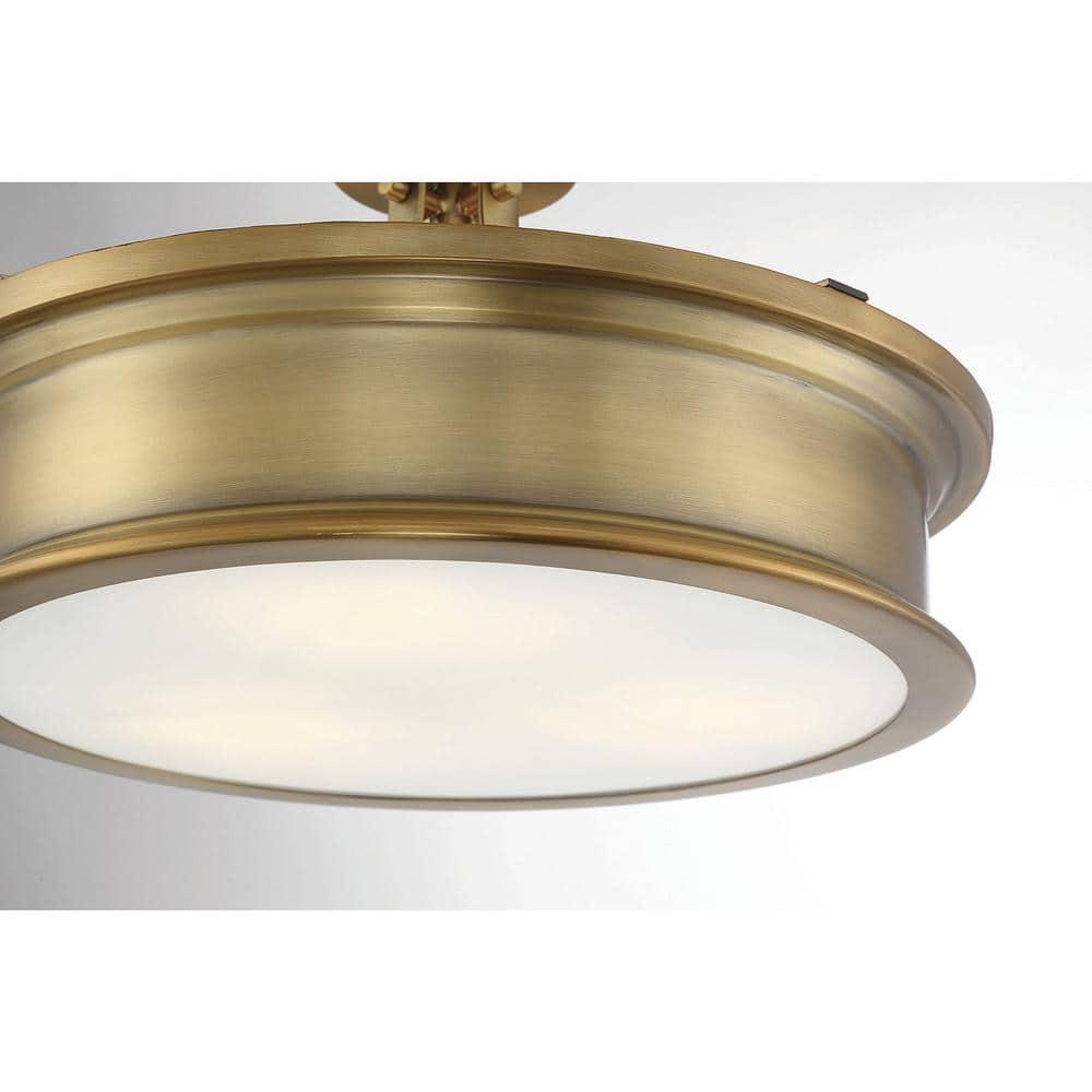 Savoy House Watkins 3 - Light Semi-Flush Mount in  Warm Brass