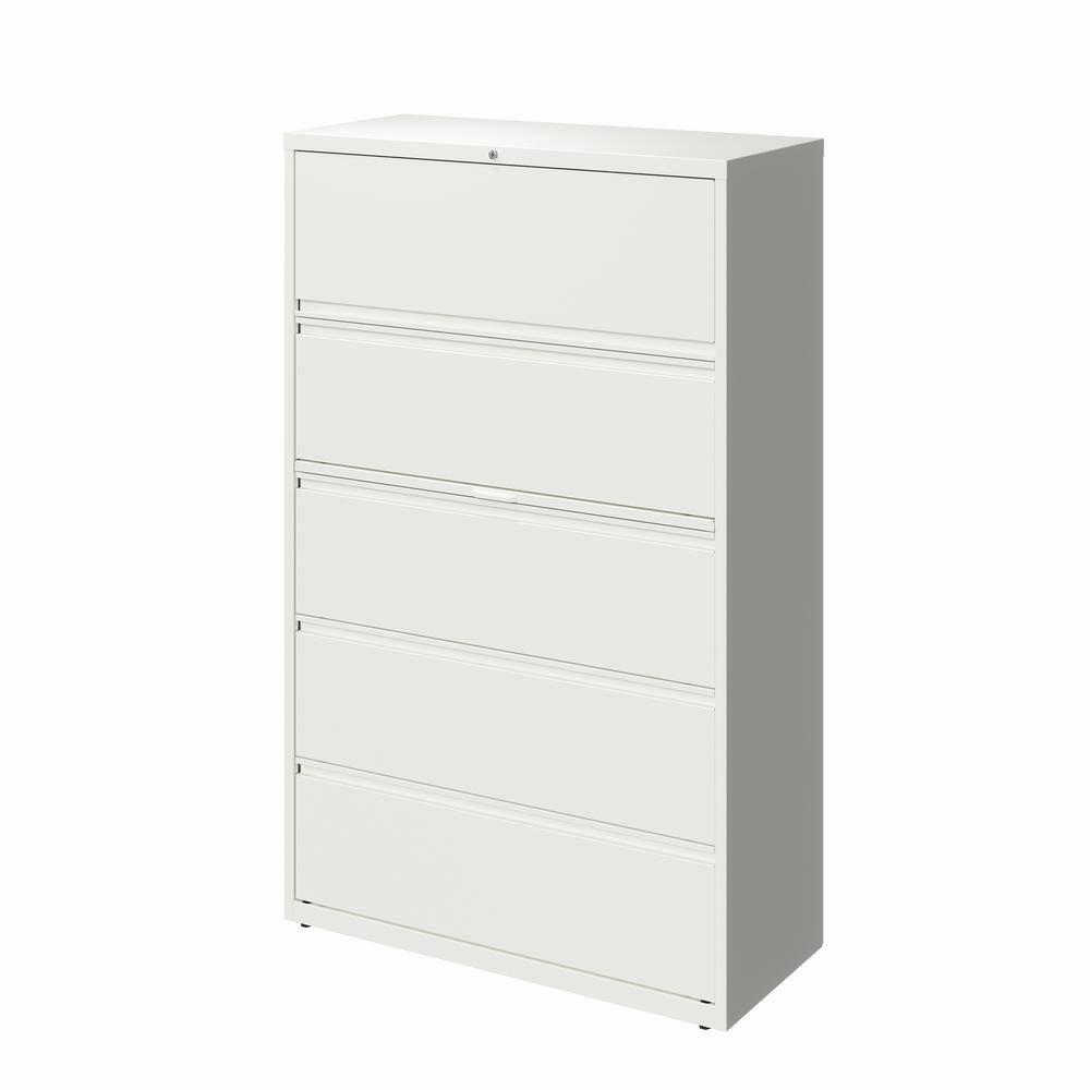 Hirsh 42-in Wide HL10000 Series 5 Drawer Metal Lateral File Cabinet White
