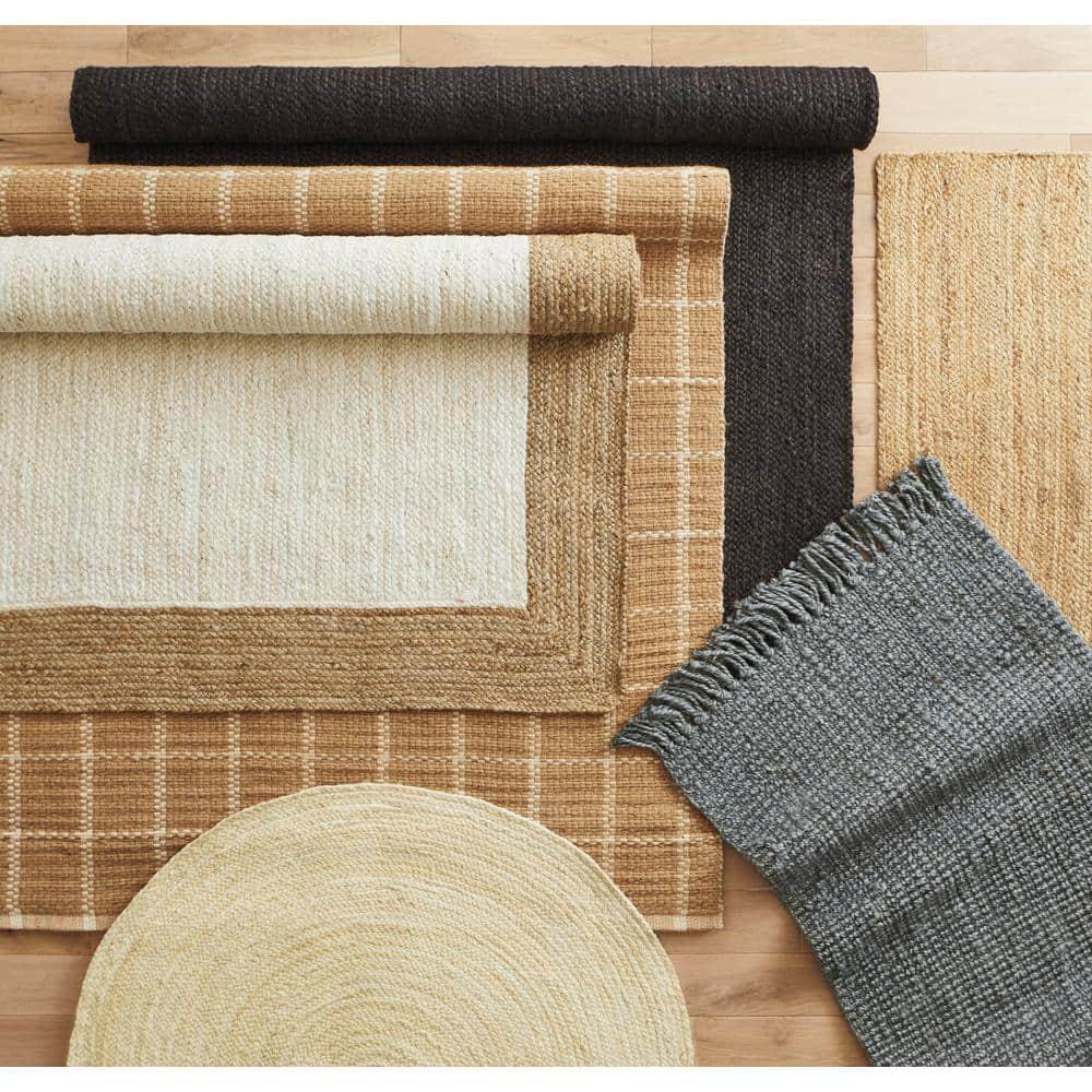 5'x8' Hand Woven Rigo Jute Area Rug Black - nuLOOM: Farmhouse Style, Low Pile, Rectangle, Indoor Use