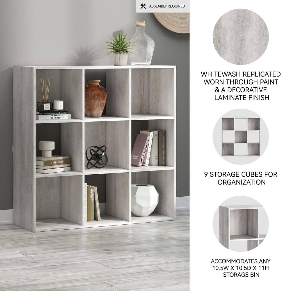 35.43" Paxberry 9 Cube Organizer Whitewash - Signature Design by Ashley
