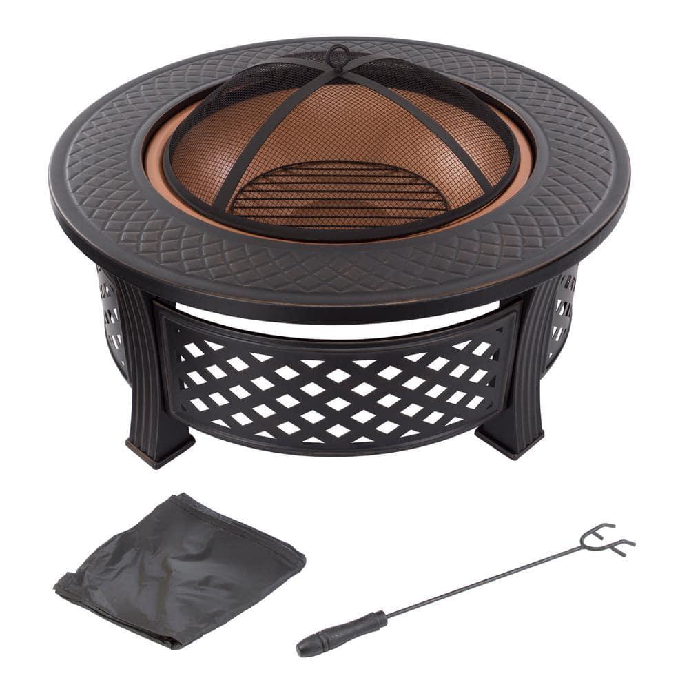 Sol 72 Outdoor™ Adriana  Fire Pit - 32-Inch Outdoor Fireplace with Spark Screen, Poker, and Cover - Wood-Burning Fire Pit for Yard, Patio, or Camping by Pure Garden