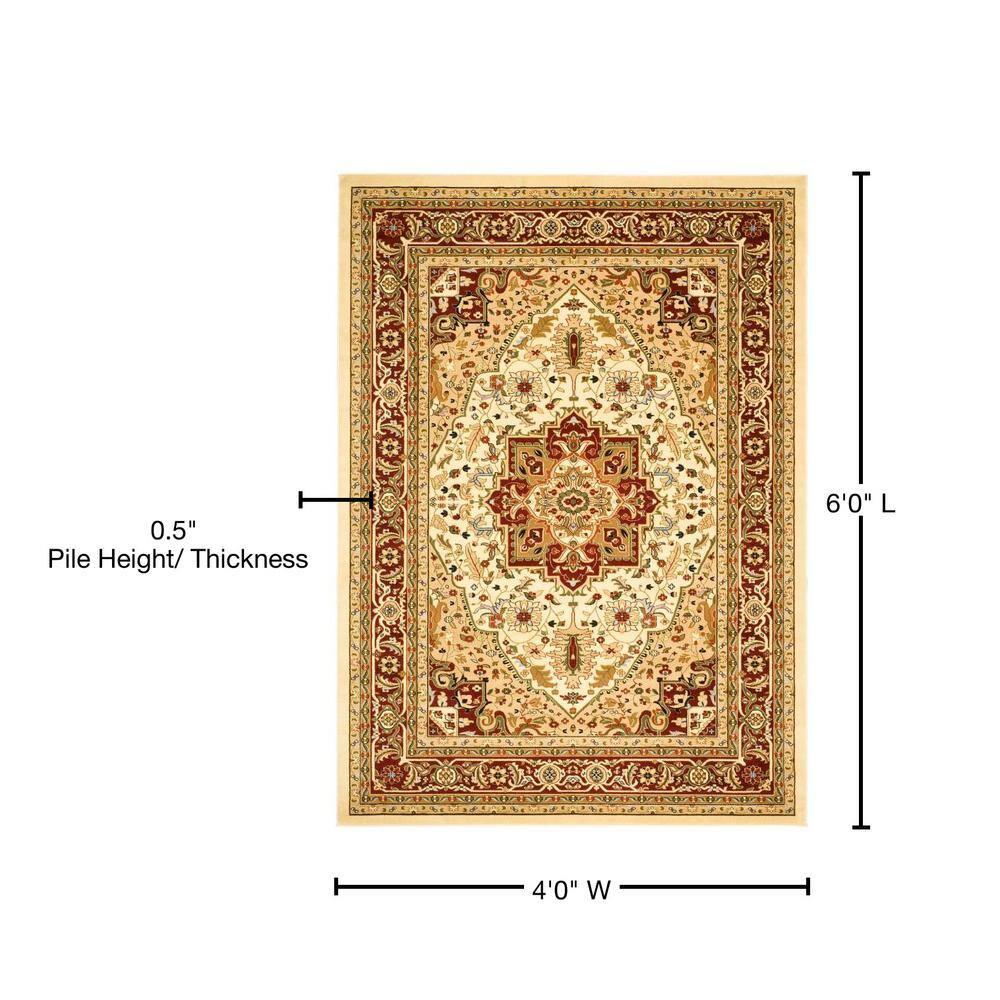 Lyndhurst Heriz LNH330 Power Loomed Area Rug - Ivory/Red - 4'x6' - Safavieh