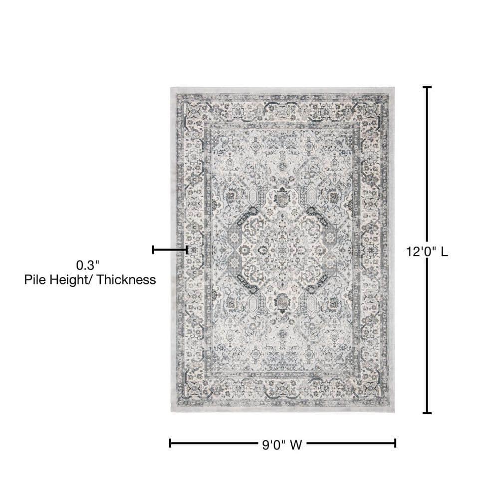 Isabella ISA916 Power Loomed Area Rug - Dark Grey/Cream - 9'x12' - Safavieh