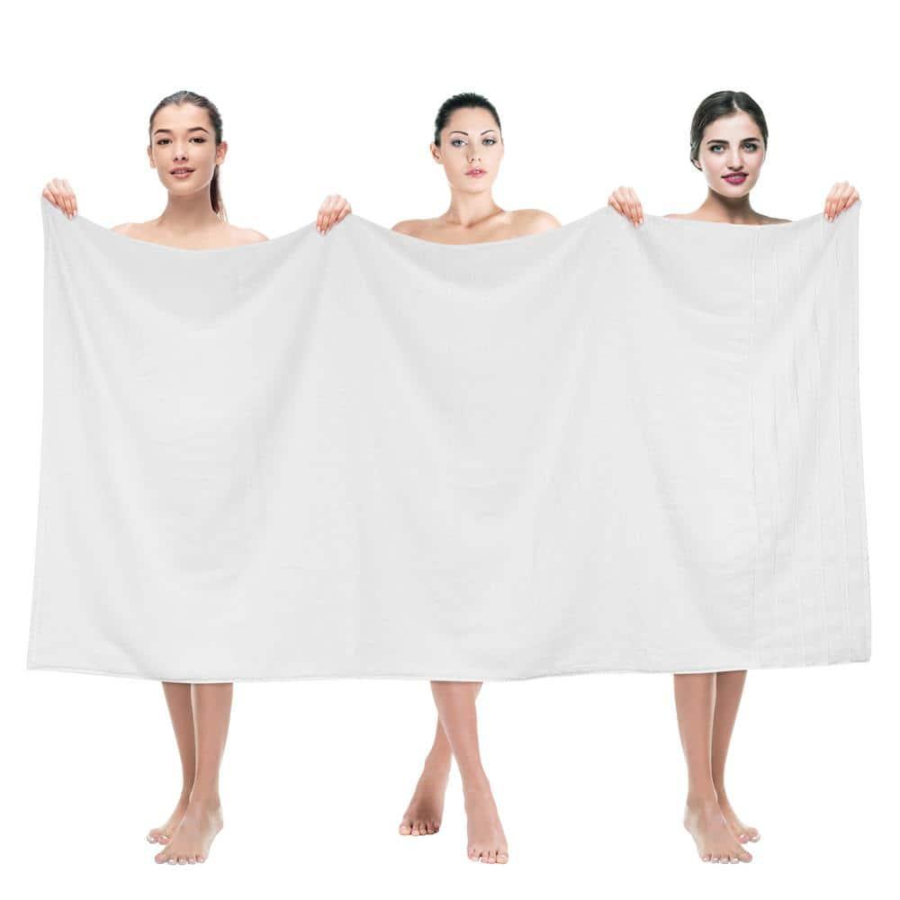 American Soft Linen Luxury 35x70 Jumbo Large Bath Towel, 100% Cotton Turkish Bath Towel Sheet, White