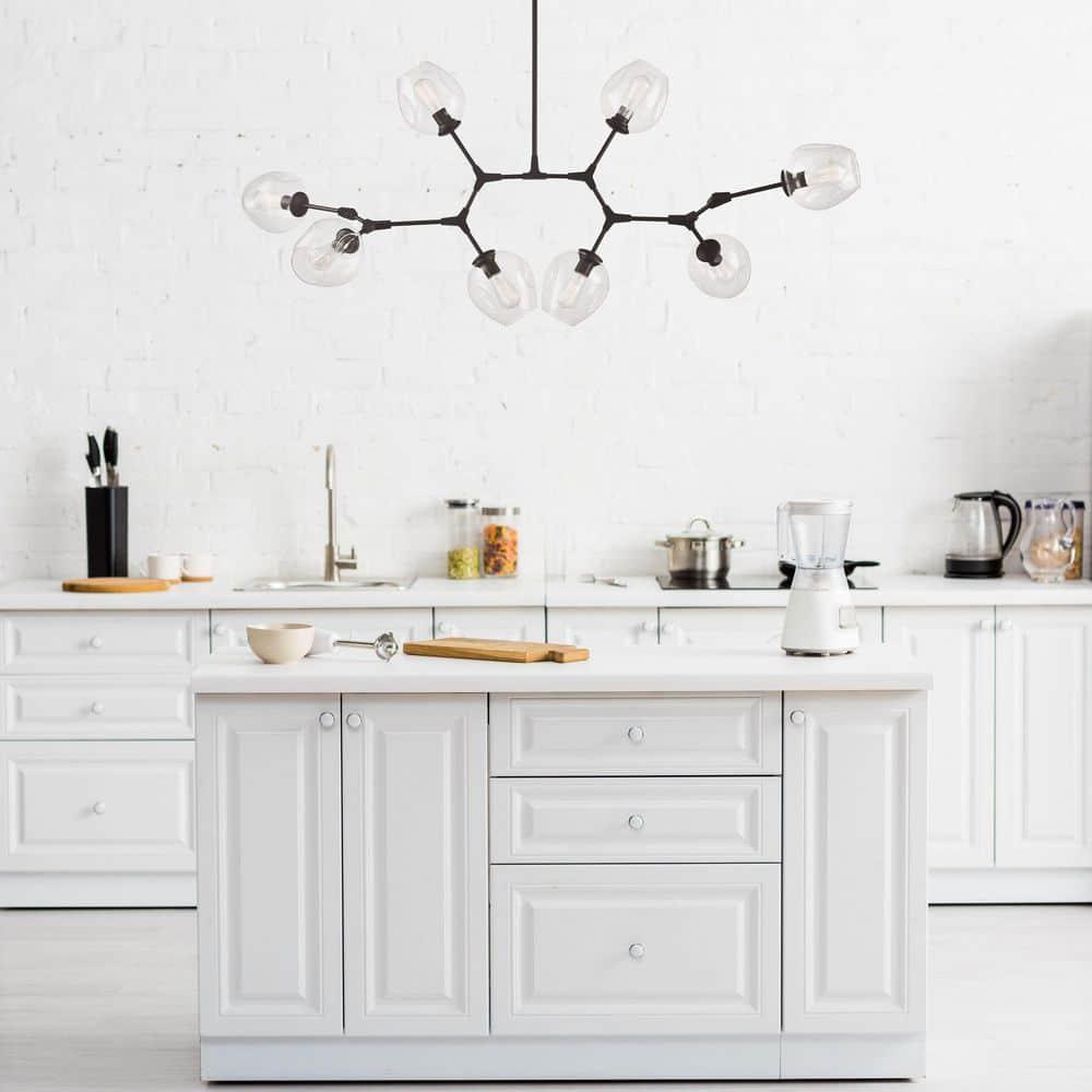 Trans Globe Lighting Pnd-2093 Quantum 8 Light 56" Wide Abstract Pendant - Black