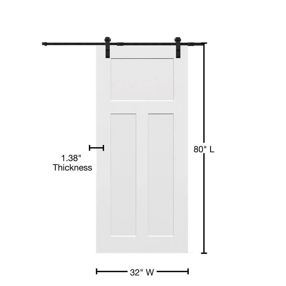 MMI DOOR Door Hinge 80'' Solid + Manufactured Wood Paneled with Installation Hardware Kit Barn Door