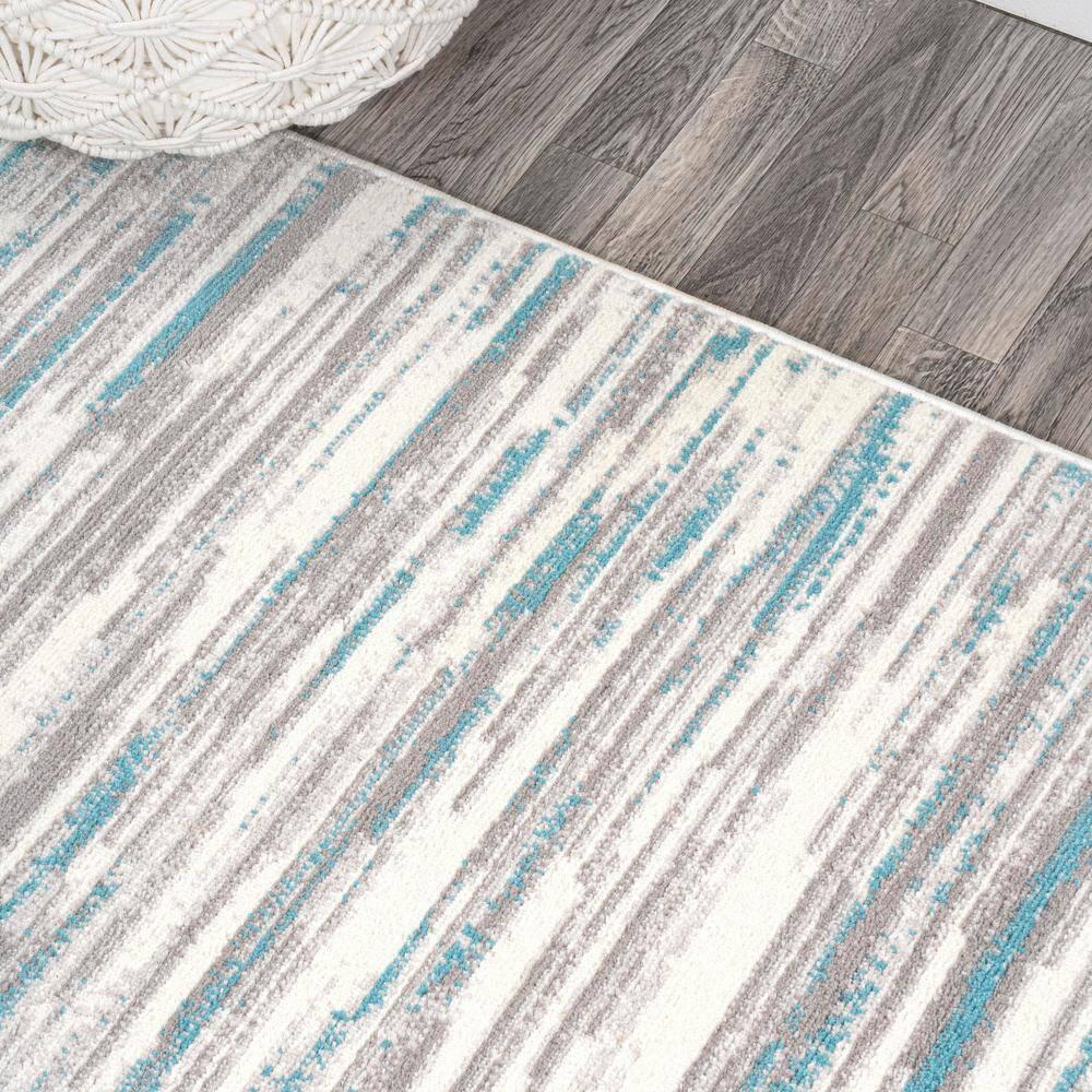 2' x 8' Speer Abstract Linear Stripe Runner Rug, Gray/Blue - JONATHAN Y