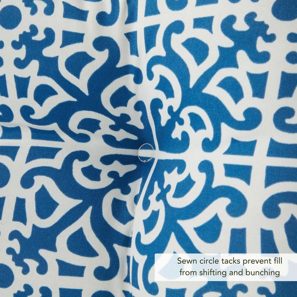 Greendale Home Fashions Indigo Lattice 42 x 21 in. Outdoor Reversible Tufted Chair Cushion