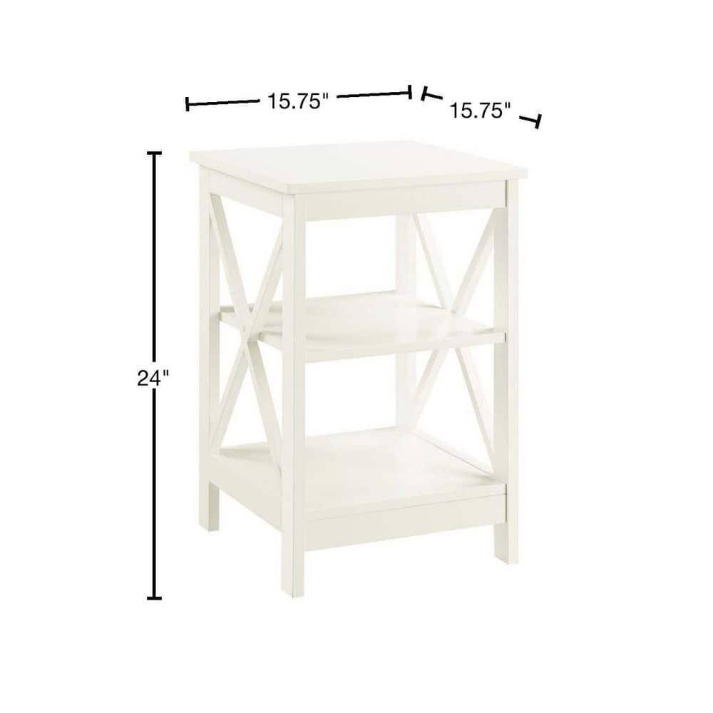 Convenience Concepts Oxford End Table with Shelves, Ivory