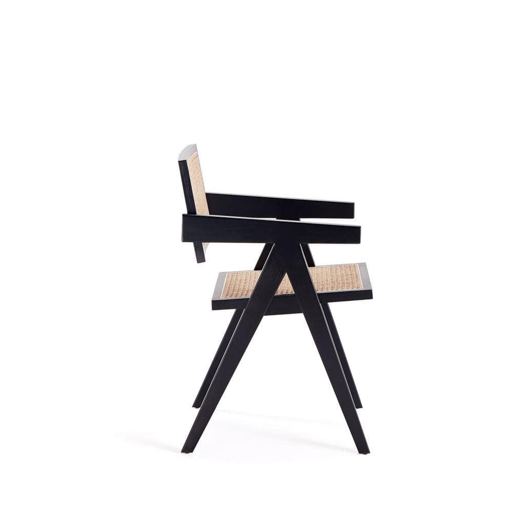 Manhattan Comfort Hamlet 18.11" Wood Dining Arm Chair in Black (Set of 2)