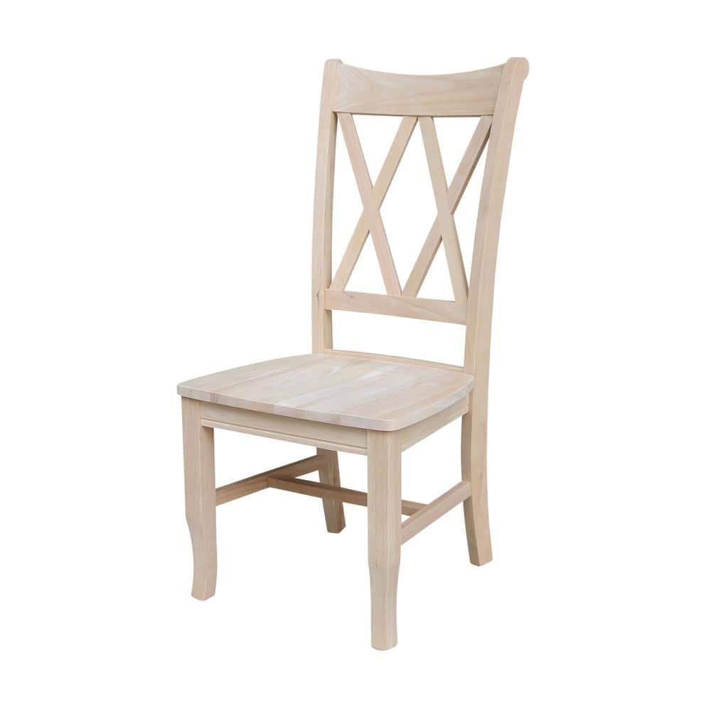Set Of 2 Double X Back Chair Unfinished - International Concepts: Solid Wood, Armless, Unupholstered