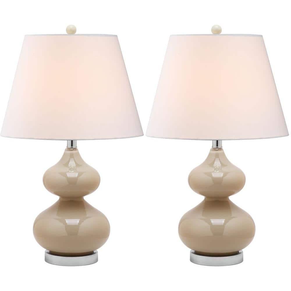 Eva Double Gourd Table Lamp (Set of 2) - 24 Inch Height - LIT4086 - Taupe - Safavieh