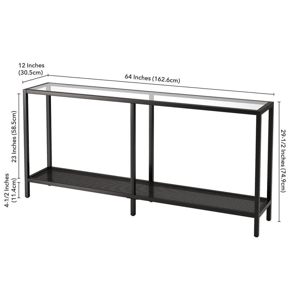 Evelyn&Zoe Rigan 64" Wide Rectangular Console Table, Blackened Bronze