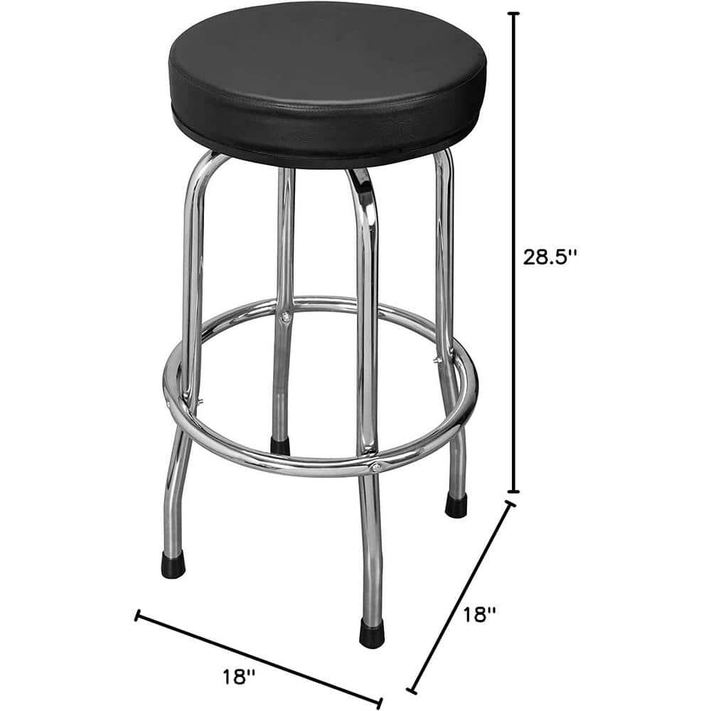 Torin Swivel Bar Stool: Padded Garage/Shop Seat with Chrome Plated Legs, 28.74 Inch Height,Black,W6185-B