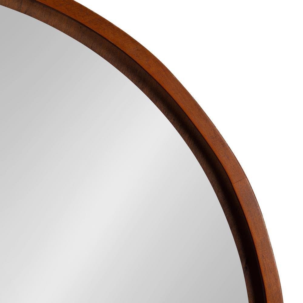 Kate & Laurel All Things Decor 30" Evans Round Wall Mirror Walnut Brown: Modern Style, Wood Frame, No Assembly Required