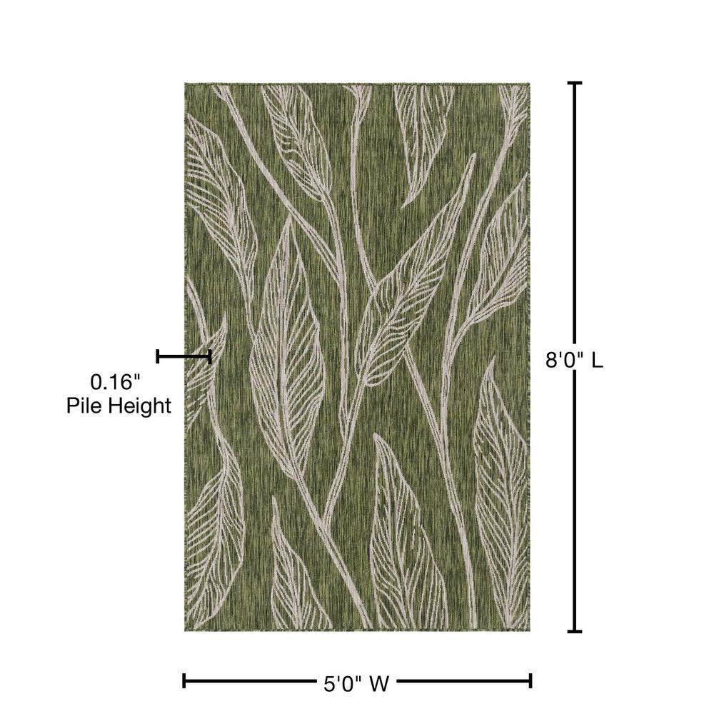 Unique Loom 5' 1 x 8' 0 Rectangle Indoor/Outdoor Botanical Green Area Rug