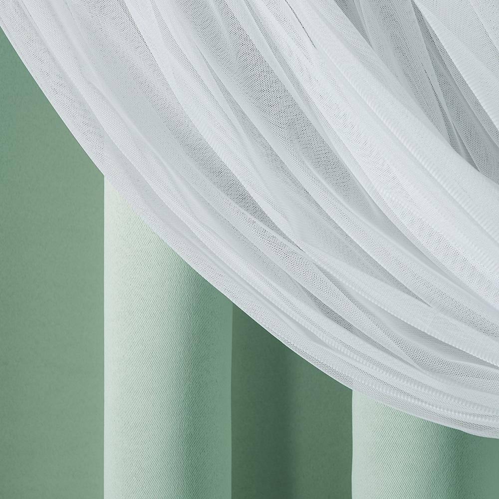 Set of 2 (84"x52") Caterina Layered Solid Blackout with Sheer Top Curtain Panels Aqua - Exclusive Home: Room Darkening, Thermal Insulated