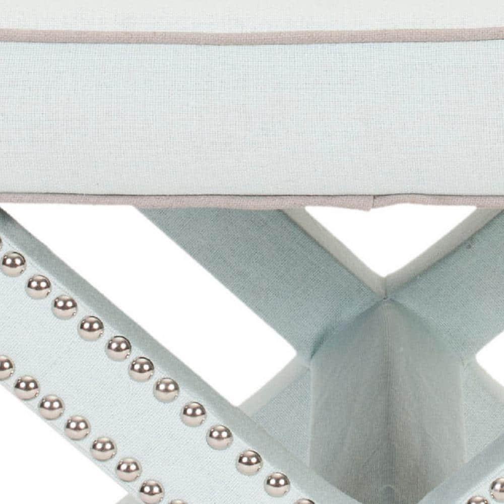 Palmer Ottoman With Silver Nailhead - MCR4589 - Robins Egg Blue - Safavieh