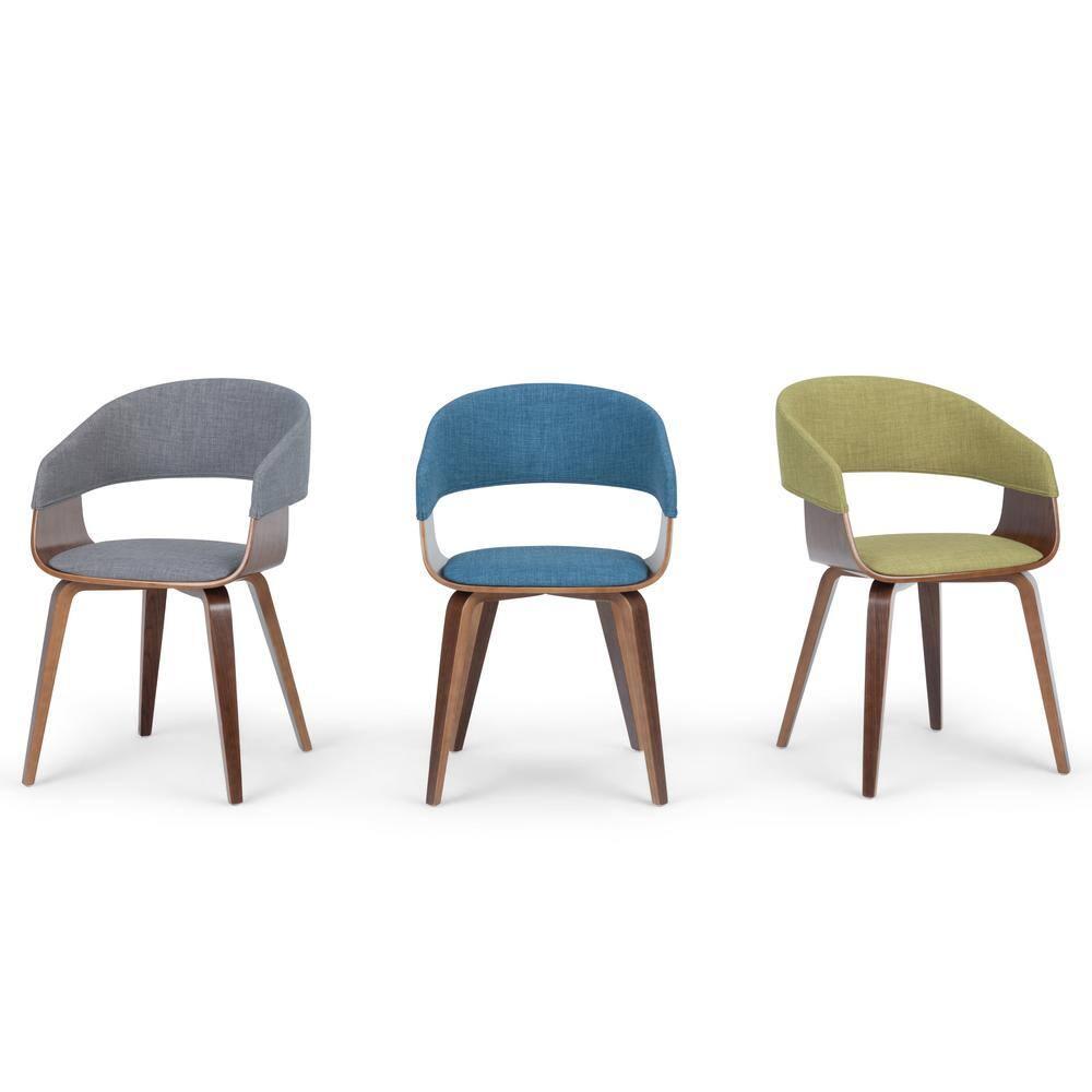 Lowell Bentwood Upholstered Dining Chair with Curved Backrest in Mid-Century Modern Style