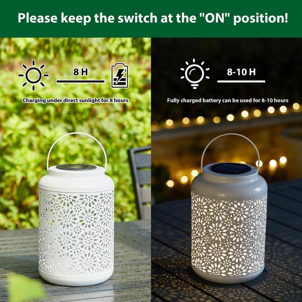 8.75" H Metal Wire Solar Powered Outdoor Hanging Lantern