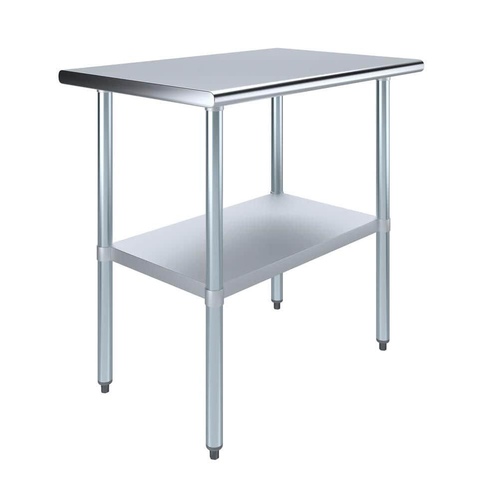 Amgood Stainless Steel Work Table with Undershelf. Metal Prep Table. NSF - Certified